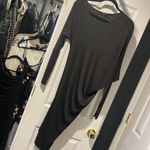 Bcbg maxazria , black long sleeve asymmetrical dress  3/4 length